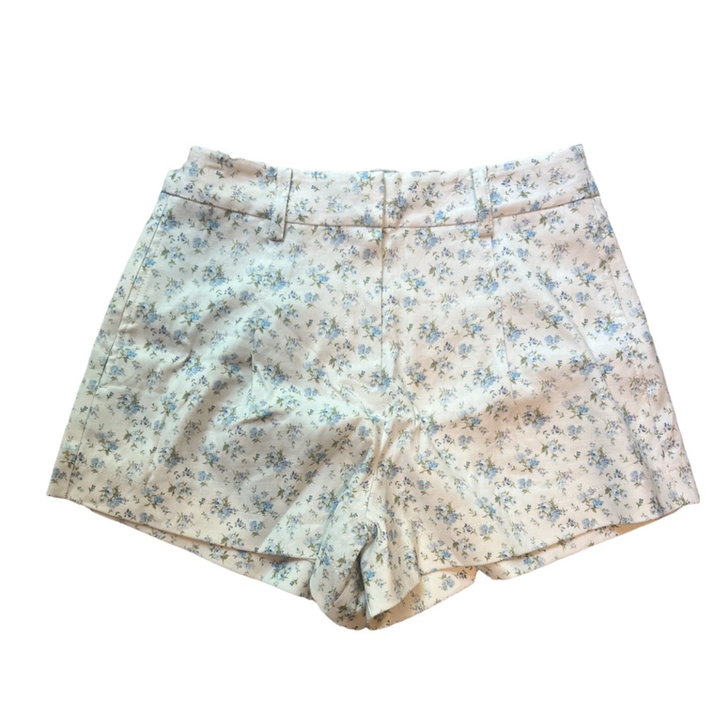 Derek Lam 10 Crosby Mini Blue Floral Shorts in White